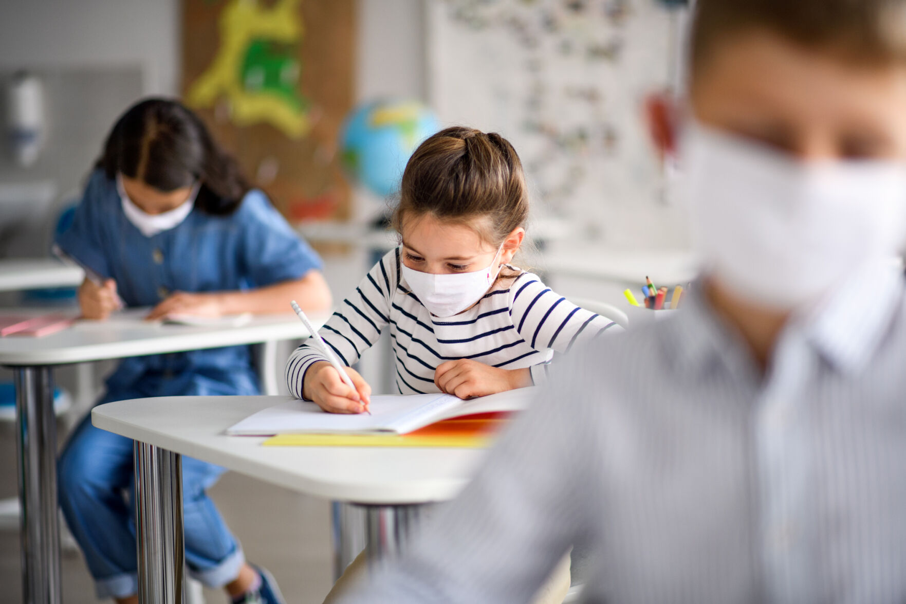 students with masks